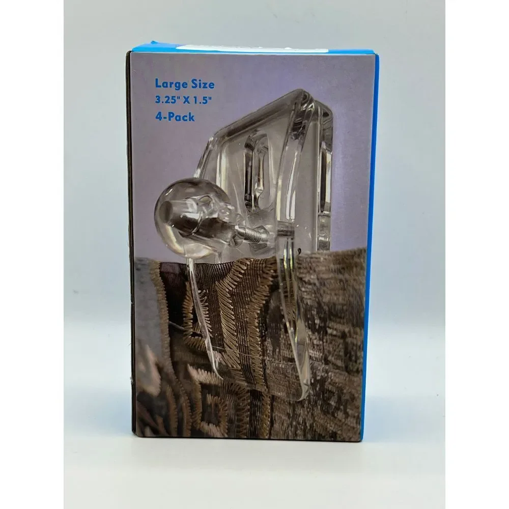 Clear Wall Clips Display Hangers Large‎ Size 3.25x1.5 Inch 4-Pack tapestry